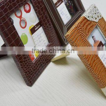 OEM design home decoration exquisite leather square acrylic photo frame