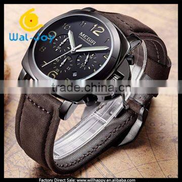 WJ-5509L Small Dial Work Genuine Leather Band Fashion Megir Men Waterproof Hand Watch photo-5