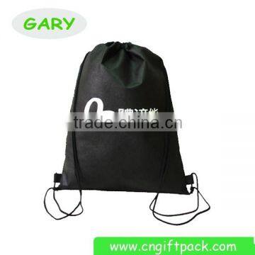 Custom 80g Black Non woven Drawstring Backpack