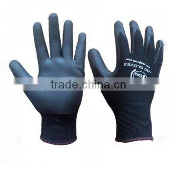 15g Nylon&spandex Work Glove Black Nitrile Foam Palm Coated Gloves