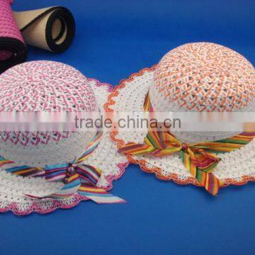 2015 First Choice purple crochet straw hat for children