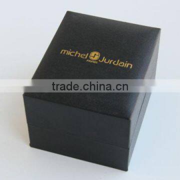 Black classic plastic watch boxes with gold stamping logo (SJ_60053)