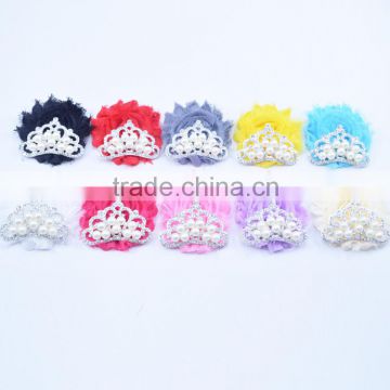 European and American fashion Rose flowers crown design hairpin Children pearl crystal hair flower with clips