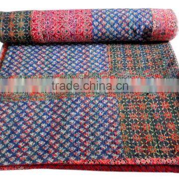 RTHKG-2 Kantha Stitching Process Handmade Vintage Traditional Cotton Fabric Patchwork Gudri Throw Bedspread Wholesaler Jaipur