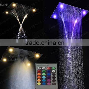 wholesale remote control led light rainfall waterfall water screen misty 5 function shower head