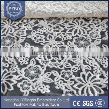 2015 high quality cotton fabric floral embroidered tulle fabric swiss voile lace fabric for wedding dresses