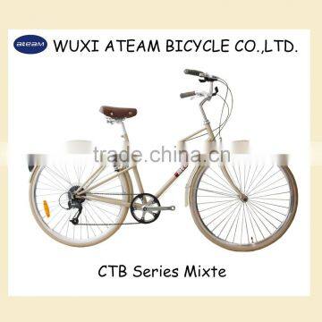 2015 Women Beige 700C Vintage 9 Speed City Bike