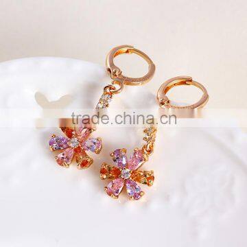 xuping jewelry best selling rose gold color flower earring