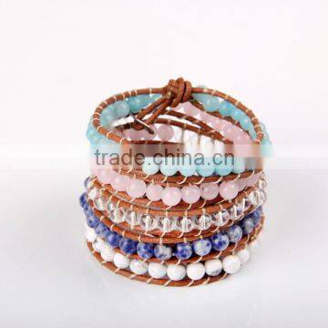 Five Laps the Latest Popular A Turquoise of Agate Powder Natural Stone Bracelet Women photo-2