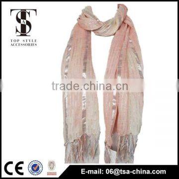 wholesale hot Lady metallic shinning cotton pink fringe scarf