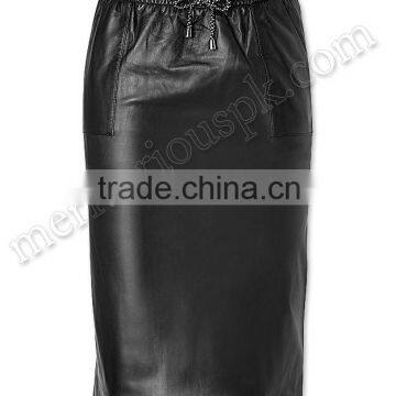 Women Fashion Black Leather Pencil Skirts