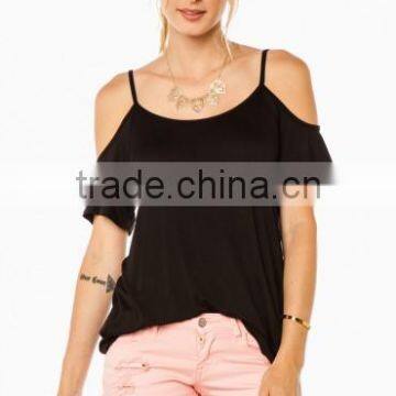 Sexy open shoulder womens tank top with crisscross straps