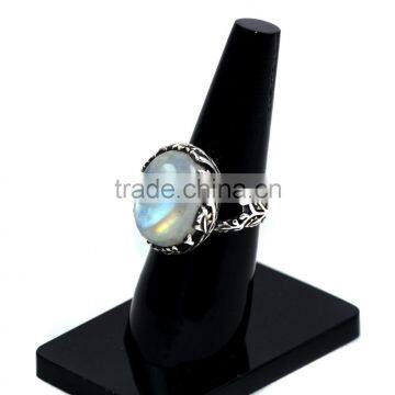 Moonstone Oval Cabochon 925 Sterling Silver Rings photo-2