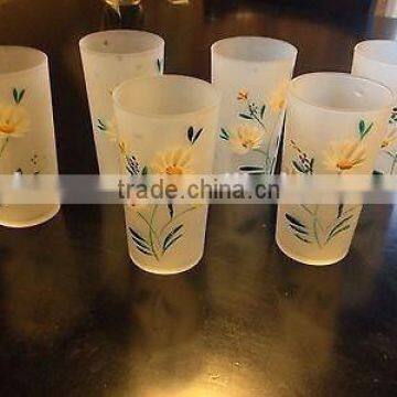 Frosted & flower pattern highball glass bottle