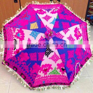 Handmade Embroidery Design Indian Cotton Umbrella Summer Sun Protection Parasol