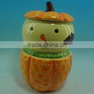 funny ceramic pumpkin candy jar with lid