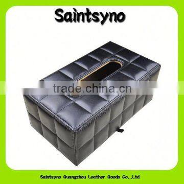 13001 Classic black high-level leather tissue box