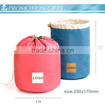 Custom polyester cylinder cosmetic makeup bag