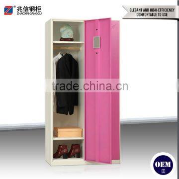 2 Vertical Door Pink Clothing Steel Locker Hot Sale Steel Locker With Mirror Key Lock Wardrobe Cabinet photo-4