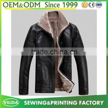 Guangzhou VILIDA Custom Artificial Leather Jacket New Design Men's Zipper PU Leather Jacket