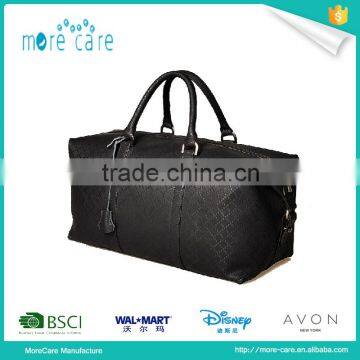 black genuine leather travel bag