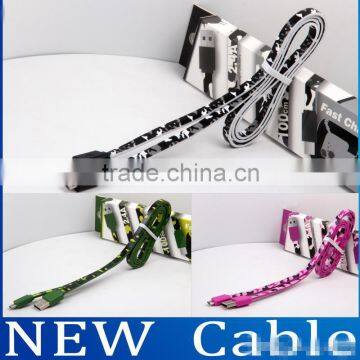 Camouflage Camo 1M colorful Micro USB Data Cable For smartphone