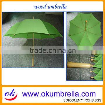 Green Wood Umbrella/ Wooden Stick Umbrella/Wooden Straight Umbrella