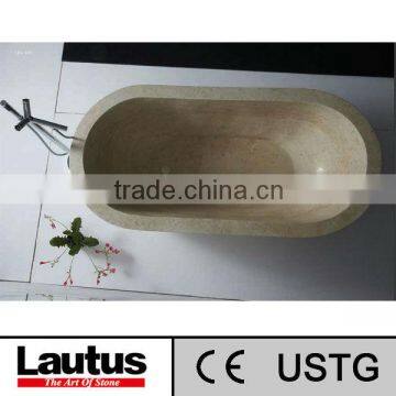 Beige marble freestanding bath