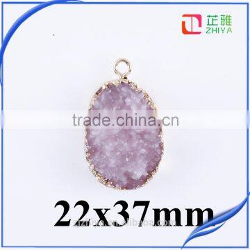 22*37mm Natural Hawaii Beautiful purple Druzy Pendant Necklace