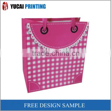 Pink Grid Paper Gift Shopping Bag