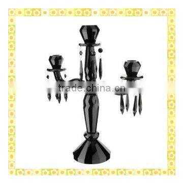 Handmade Exquisite Tall Black Crystal Candelabra For Wedding Centerpiece Table Decoration