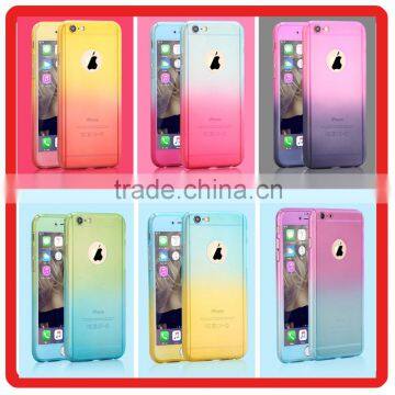 360 Full Coverage Gradient Color Mobile Phone Protective Case with Glass Screen Protector PC Back Cover for iphone 6 6s plus