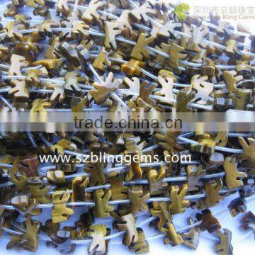 Wholesale popular Semi-precious stone Tiger eye horse shape carving loose beads