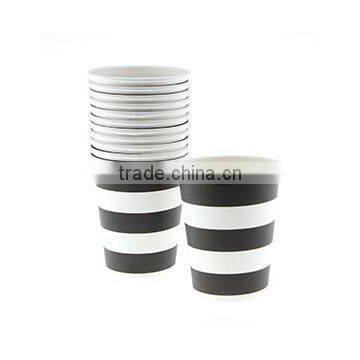 NEW Halloween Party Supplies Decorations Tableware Black Rugby Stripe Paper Cups