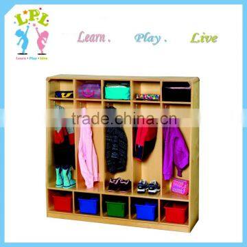 Top selling classic design preschool furniture multi-function wooden wardrobe