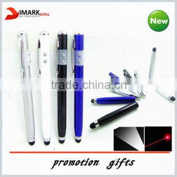 Novel Laser Pointer Pen with LED Touch Pen/new multi-functional metal light pen