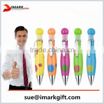 beautiful color with dots printing pen/bowling shaped ball pens