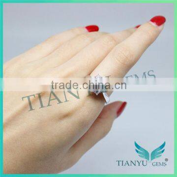 Fashion Styles 925 Sterling Silver Blue Round Cut Corundum Moissanite Diamond Ring Wedding Rings