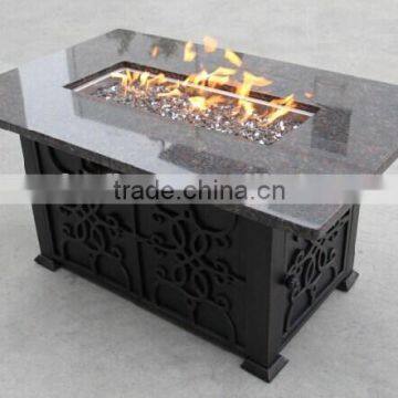 outdoor firepit table within granite table top and aluminum base, chat table