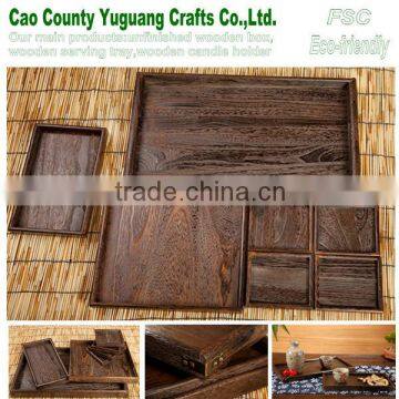 different size burn wood serving tray,large and small tray,wood cann tray