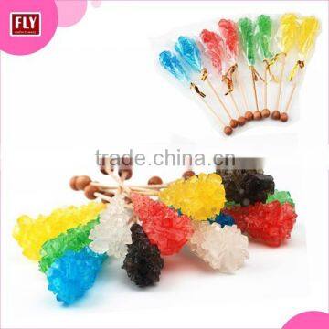 Hard candy rock lollipop candy yellow color crystal lollipop sweet