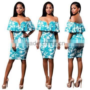 Bonvatt Digital positioning printing dress skirt bandage for women