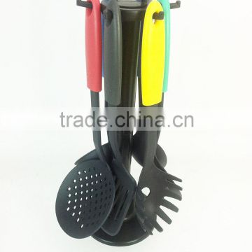 colorful personalized 5PCS Nylon Kitchen tool Utensils with rack