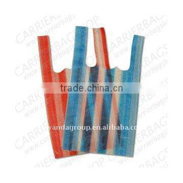 HDPE striped t-shirt bag plastic carrier bag
