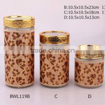 Glass Storage Jar With Plastic Lid and Leather