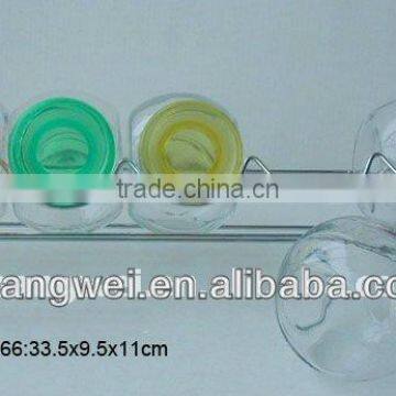 5pcs glass spice jar set on the metal rack