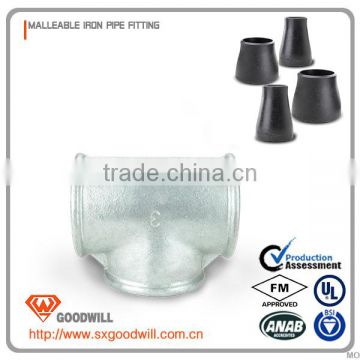 Plumbing fitting cast malleable iron pipe fitting Galvanized tee