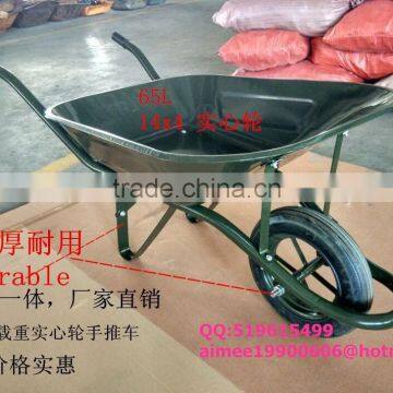 65L Very Durable Building Solid Rubber Wheel Wheelbarrow photo-2