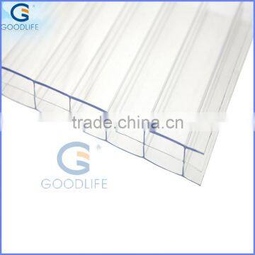 China factory Durable three wall polycarbonate hollow sheet with PC Granule