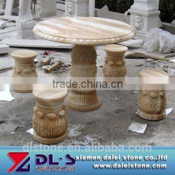 Garden Stone Tables And Benches, Stone Bench And Table Handcrafted In Marble